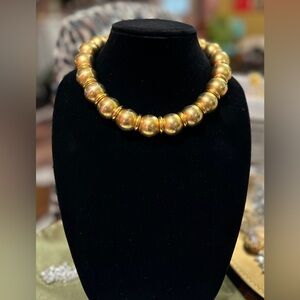 Vintage Anne Klein Gold Ball Necklace.